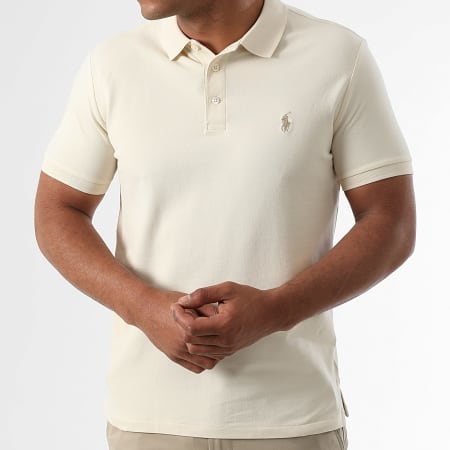 Polo Ralph Lauren - Polo Manches Courtes Custom Slim Fit Original Player Beige Clair