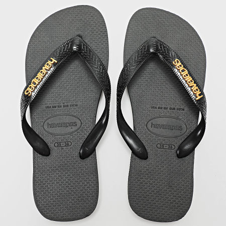 Havaianas Tongs Femme Top Logo Noir Doré