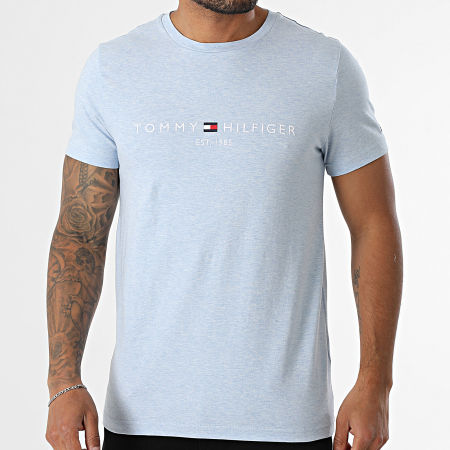 Tommy Hilfiger - Tee Shirt Slim Logo 1797 Bleu Clair Chiné