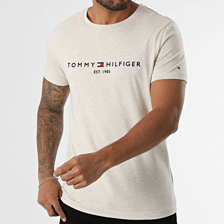 Tommy Hilfiger - Tee Shirt Slim Logo 1797 Beige Chiné