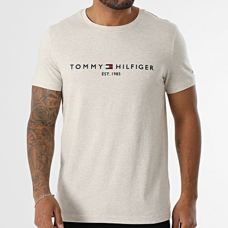 Tommy Hilfiger - Tee Shirt Slim Logo 1797 Beige Chiné