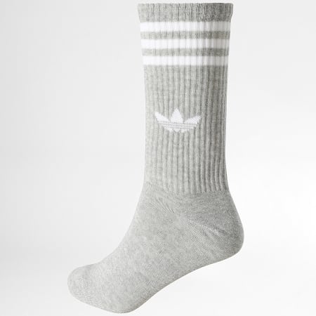 Adidas Originals - 3 paar 3 Stripes hoge crew sokken JV7418 Wit Grijs Heather Zwart