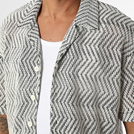 ADJ - Chemise Manches Courtes Ajourée 503 Beige Clair Noir