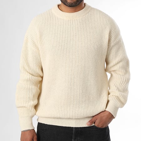 LBO - Jersey Grande Cuello Redondo Grandes Puntos 2014 Beige Claro