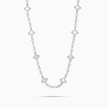 Make It Shine - Collier A Strass Flower Tennis Argenté Blanc