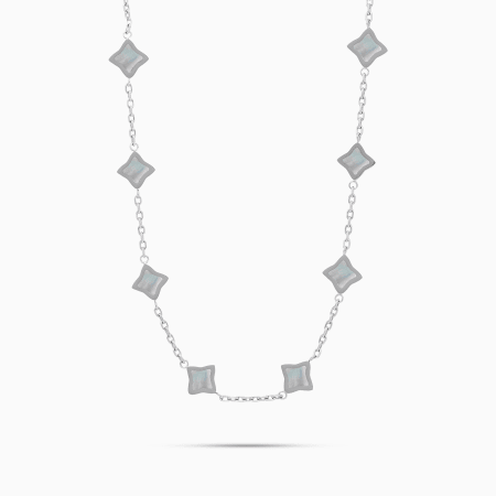 Make It Shine - Collier Flower Argenté Blanc