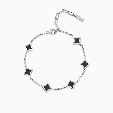 Make It Shine - Bracelet Flower Argenté Noir