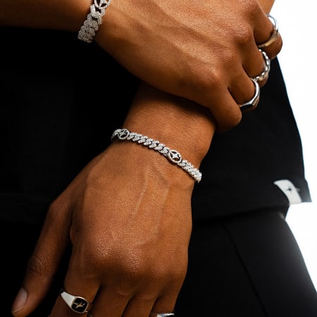 Make It Shine - Bracelet A Strass Iced Cuban Link Signature Argenté