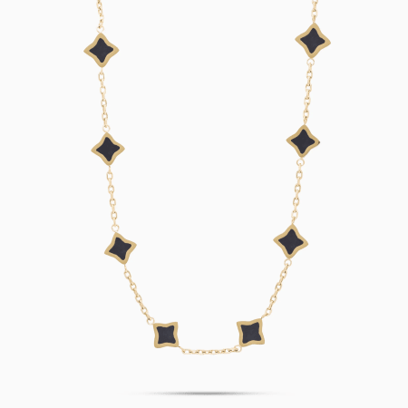 Make It Shine - Flower Cable Necklace Gold Black