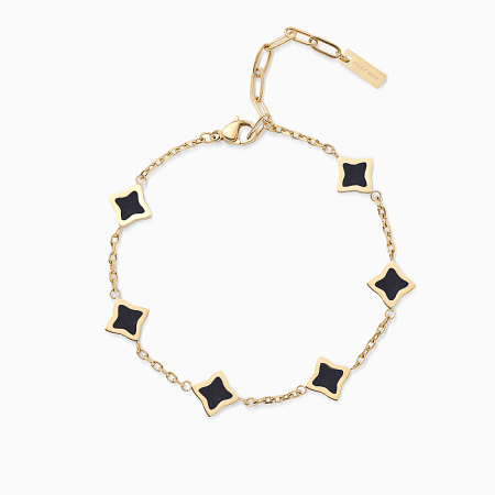 Make It Shine - Flower Cable Bracelet Gold Black