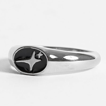 Make It Shine - Oval Signet Ring Silver Black