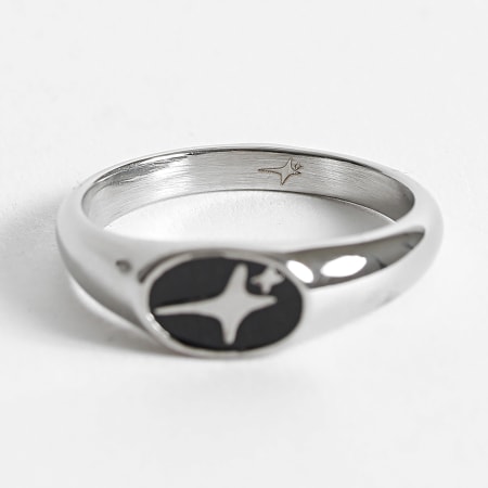 Make It Shine - Oval Signet Ring Silver Black