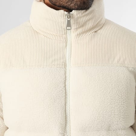 LBO - Doudoune Bi-Matière Sherpa Polaire Velours Côtelé 1958 Beige Clair