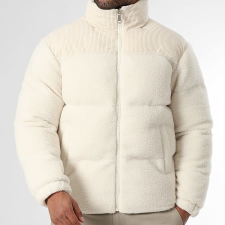 LBO - Doudoune Bi-Matière Sherpa Polaire Velours Côtelé 1958 Beige Clair