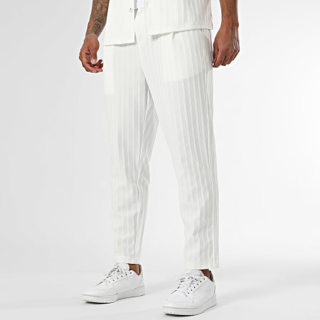 Classic Series - Ensemble Chemise Manches Courtes Et Pantalon A Rayures 139 Blanc