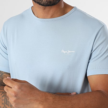 Pepe Jeans - Tee Shirt Slim Original Basic PM508212 Bleu Clair