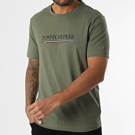 Tommy Hilfiger - Tee Shirt Brand Love Hilfiger 0324 Vert Kaki