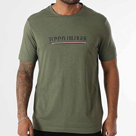 Tommy Hilfiger - Tee Shirt Brand Love Hilfiger 0324 Vert Kaki