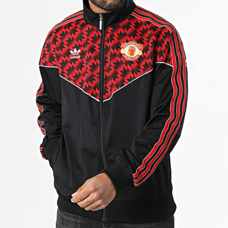 Adidas Originals - Veste Zippée A Bandes Manchester United JF0373 Noir Rouge