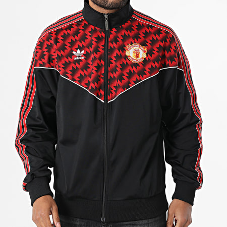 Adidas Originals - Veste Zippée A Bandes Manchester United JF0373 Noir Rouge