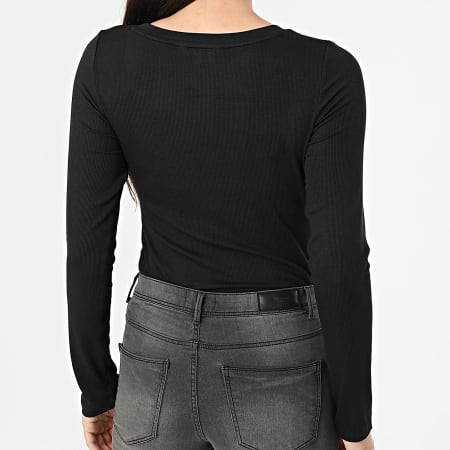 Tommy Jeans - Tee Shirt Manches Longues Femme Soft Rib Essentials 0921 Noir