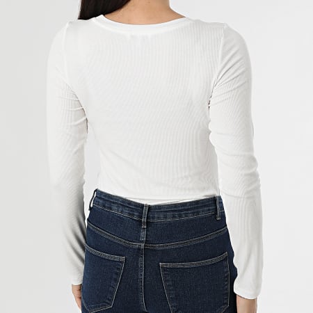 Tommy Jeans - Tee Shirt Manches Longues Femme Soft Rib Essentials 0921 Blanc
