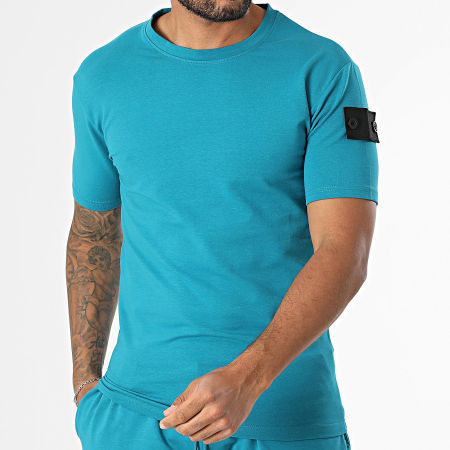 Black Industry - Ensemble Tee Shirt Et Short Jogging 009 Bleu Pétrole