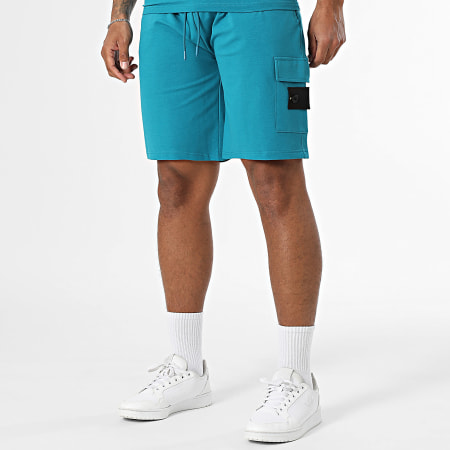 Black Industry - Ensemble Tee Shirt Et Short Jogging 009 Bleu Pétrole