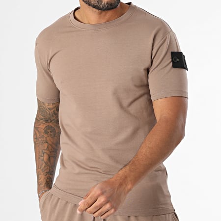 Black Industry - Ensemble Tee Shirt Et Short Jogging 009 Marron