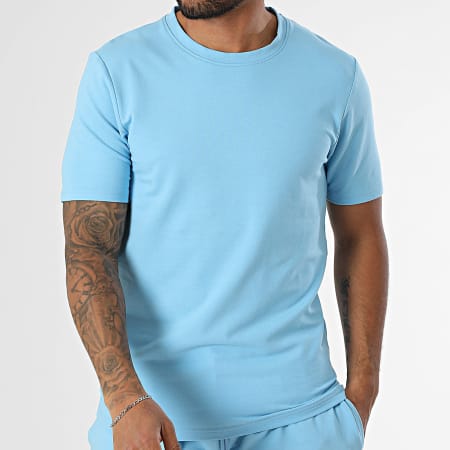 Black Industry - Ensemble Tee Shirt Oversize Et Short Jogging Bleu Clair