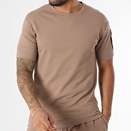 Black Industry - Ensemble Tee Shirt Oversize Et Short Jogging Marron