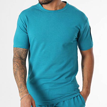 Black Industry - Ensemble Tee Shirt Oversize Et Short Jogging Bleu Pétrole
