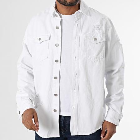 Uniplay - 888 Camicia da lavoro in jeans bianca