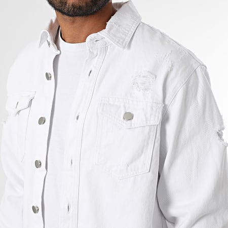 Uniplay - 888 Camicia da lavoro in jeans bianca