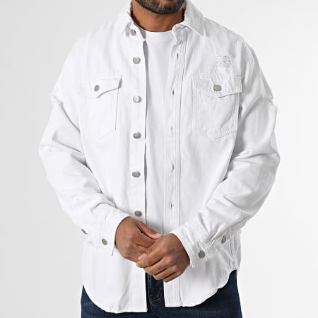 Uniplay - 888 Camicia da lavoro in jeans bianca