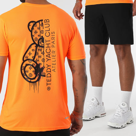 Teddy Yacht Club - Tech Atelier Paris Orange Black Jersey and Jogging Shorts Set