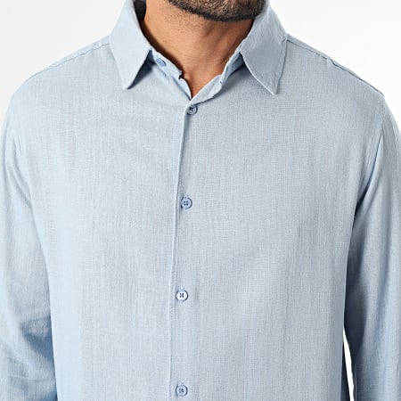Paname Brothers - Chemise Manches Longues Lino Bleu Clair