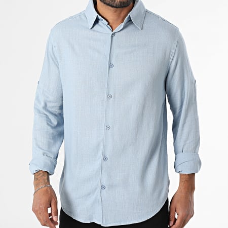 Paname Brothers - Chemise Manches Longues Lino Bleu Clair
