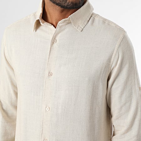 Paname Brothers - Chemise Manches Longues Lino Beige Chiné
