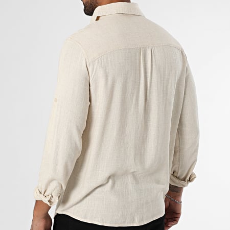 Paname Brothers - Chemise Manches Longues Lino Beige Chiné