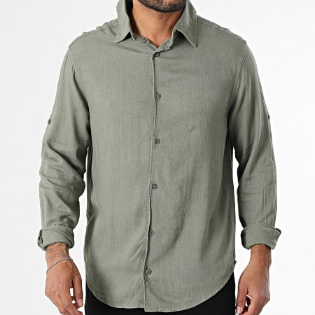 Paname Brothers - Chemise Manches Longues Lino Vert Kaki