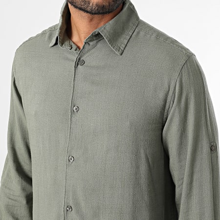 Paname Brothers - Chemise Manches Longues Lino Vert Kaki
