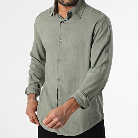 Paname Brothers - Chemise Manches Longues Lino Vert Kaki