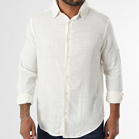 Paname Brothers - Chemise Manches Longues Lino Beige Clair