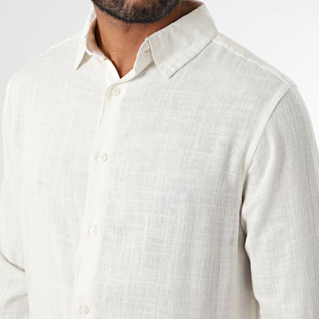 Paname Brothers - Chemise Manches Longues Lino Beige Clair