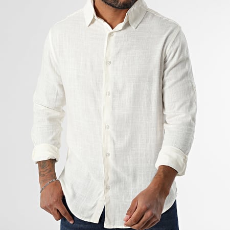 Paname Brothers - Chemise Manches Longues Lino Beige Clair