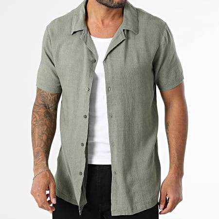 Paname Brothers - Leon Korte Mouw Shirt Khaki Groen