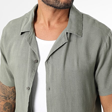 Paname Brothers - Leon Korte Mouw Shirt Khaki Groen