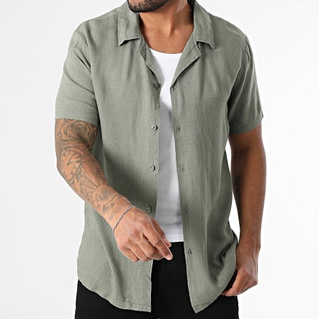 Paname Brothers - Leon Korte Mouw Shirt Khaki Groen