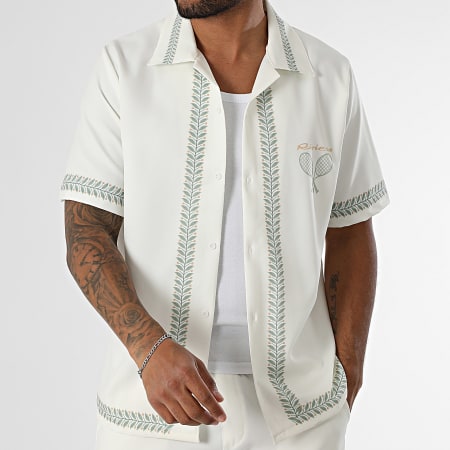 KZR - Ensemble Chemise Manches Courtes Et Short Jogging 191 Beige Clair Vert Clair